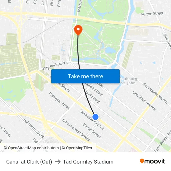Canal at Clark (Out) to Tad Gormley Stadium map