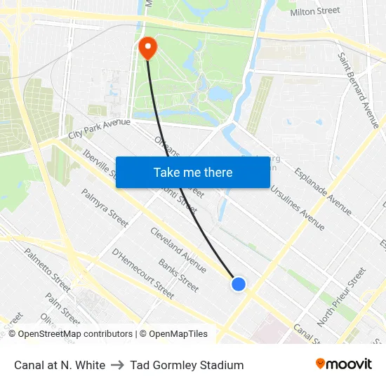 Canal at N. White to Tad Gormley Stadium map