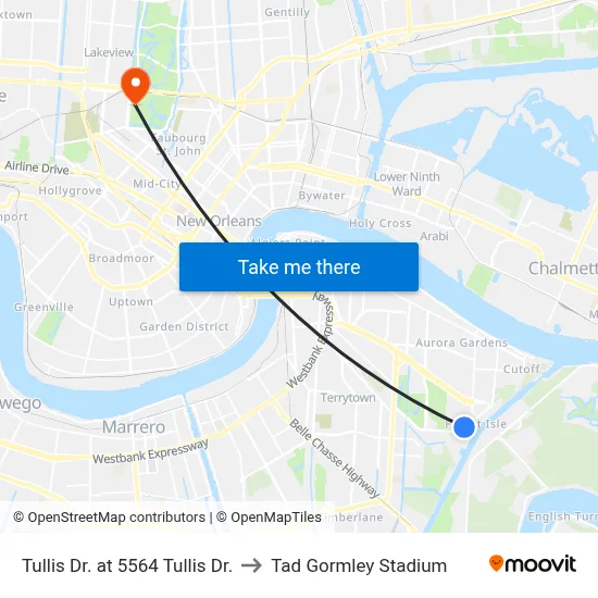 Tullis Dr. at 5564 Tullis Dr. to Tad Gormley Stadium map