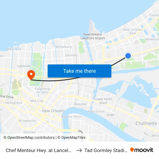 Chef Menteur Hwy. at Lancelot Dr. to Tad Gormley Stadium map