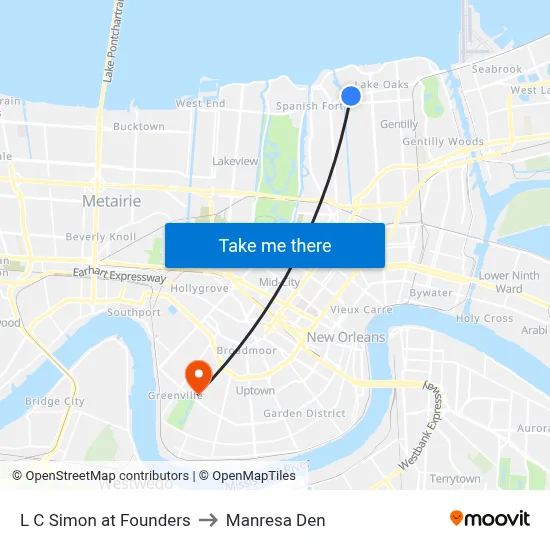 L C Simon at Founders to Manresa Den map
