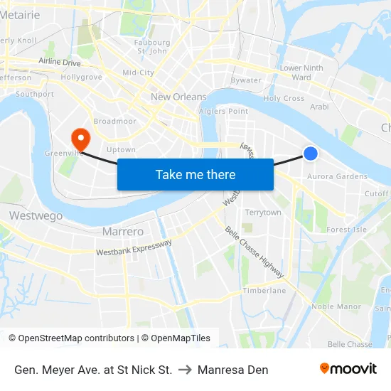 Gen. Meyer Ave. at St Nick St. to Manresa Den map