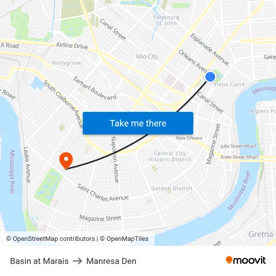 Basin at Marais to Manresa Den map