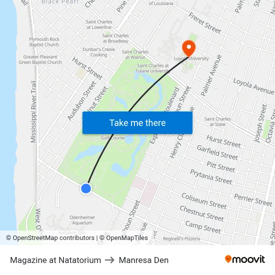 Magazine at Natatorium to Manresa Den map