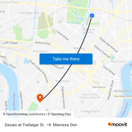 Desaix at Trafalgar St. to Manresa Den map