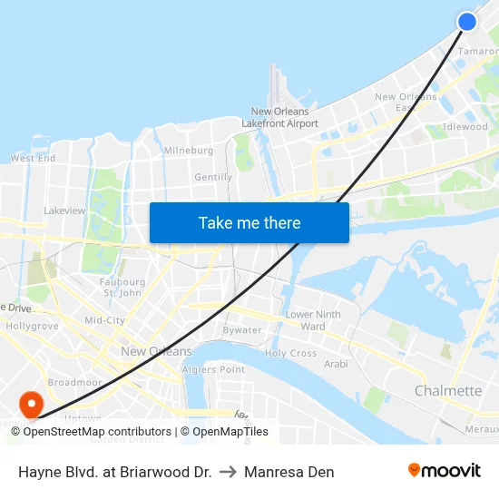 Hayne Blvd. at Briarwood Dr. to Manresa Den map