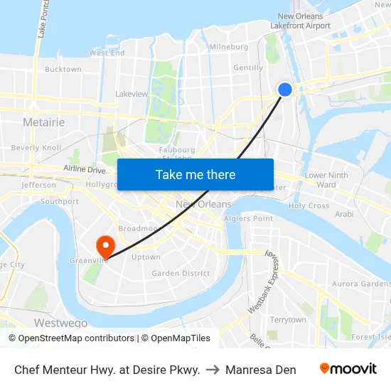 Chef Menteur Hwy. at Desire Pkwy. to Manresa Den map