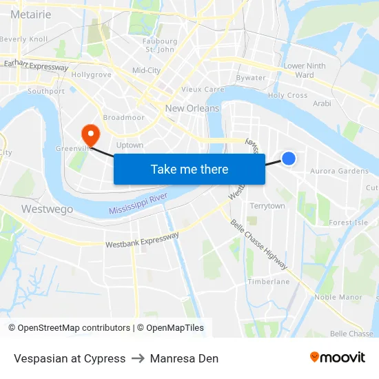 Vespasian at Cypress to Manresa Den map
