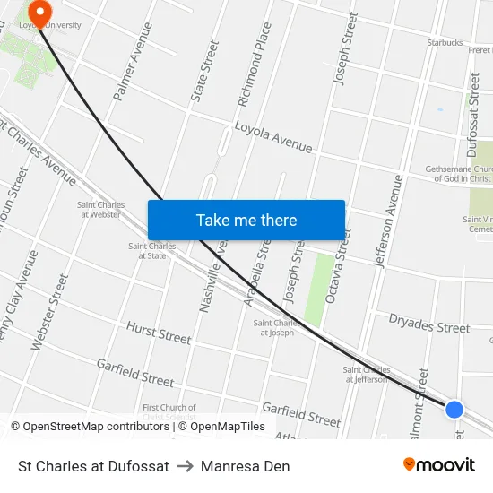 St Charles at Dufossat to Manresa Den map