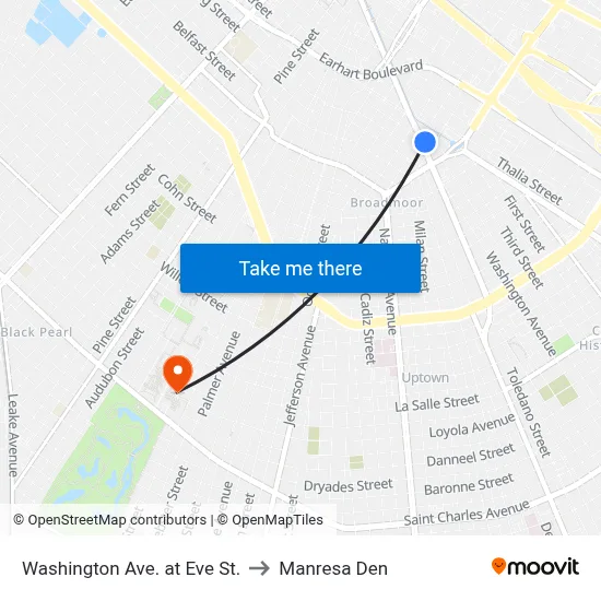Washington Ave. at Eve St. to Manresa Den map