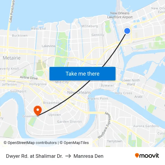 Dwyer Rd. at Shalimar Dr. to Manresa Den map