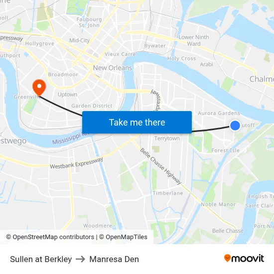 Sullen at Berkley to Manresa Den map