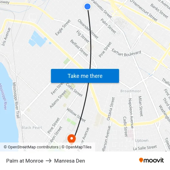 Palm at Monroe to Manresa Den map