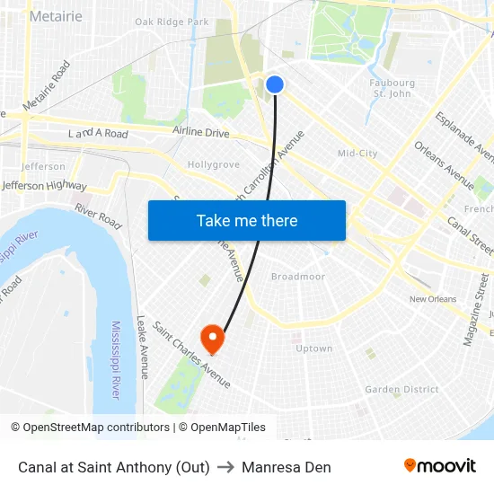 Canal at Saint Anthony (Out) to Manresa Den map
