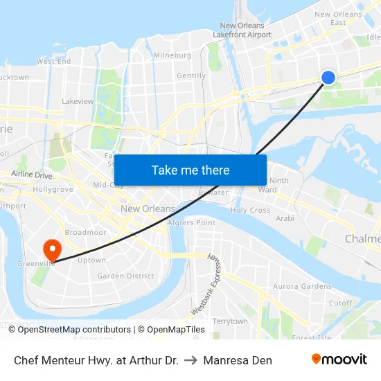 Chef Menteur Hwy. at Arthur Dr. to Manresa Den map