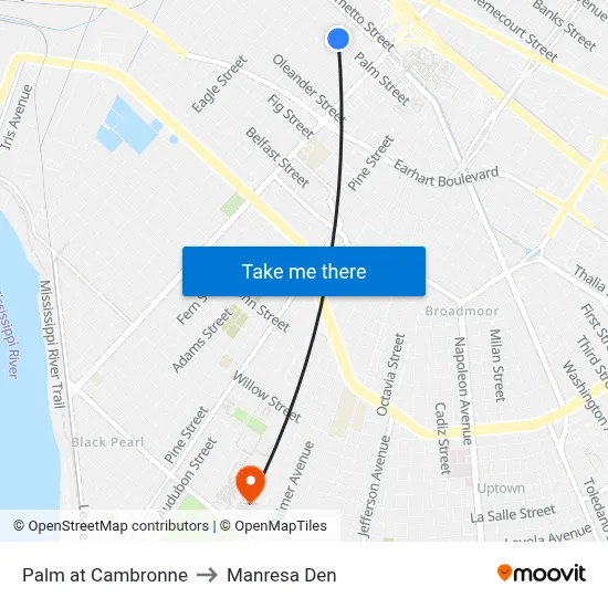 Palm at Cambronne to Manresa Den map