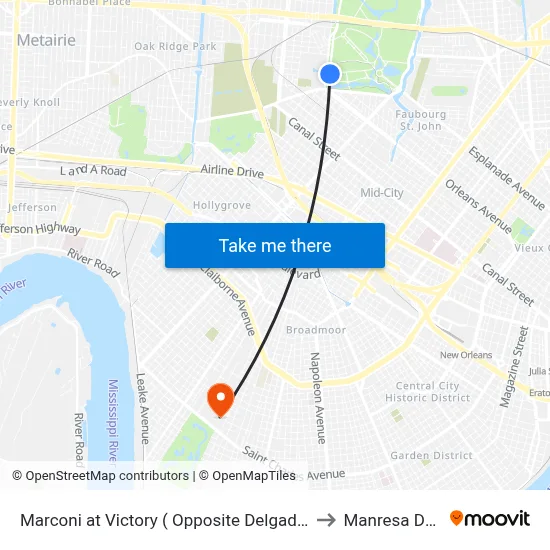 Marconi at Victory ( Opposite Delgado) to Manresa Den map