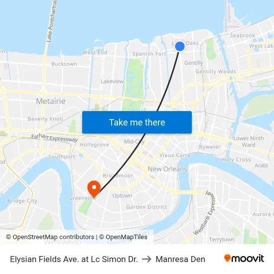 Elysian Fields Ave. at Lc Simon Dr. to Manresa Den map