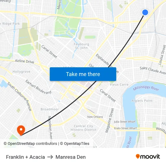 Franklin + Acacia to Manresa Den map