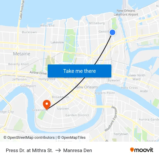 Press Dr. at Mithra St. to Manresa Den map