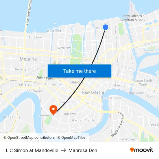 L C Simon at Mandeville to Manresa Den map