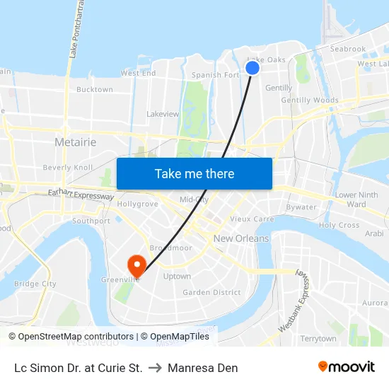 Lc Simon Dr. at Curie St. to Manresa Den map