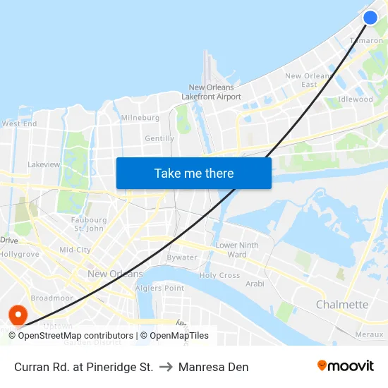 Curran Rd. at Pineridge St. to Manresa Den map