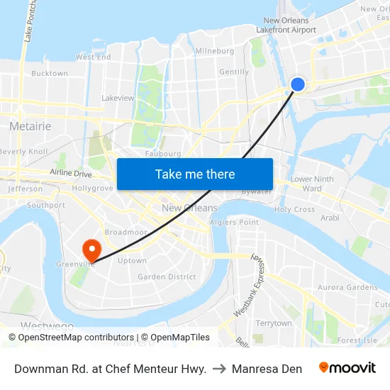 Downman Rd. at Chef Menteur Hwy. to Manresa Den map
