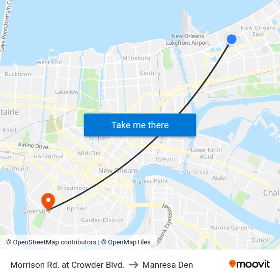 Morrison Rd. at Crowder Blvd. to Manresa Den map