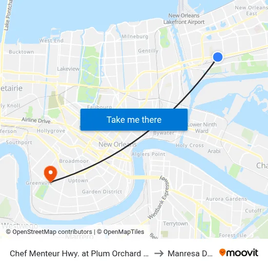 Chef Menteur Hwy. at Plum Orchard St. to Manresa Den map