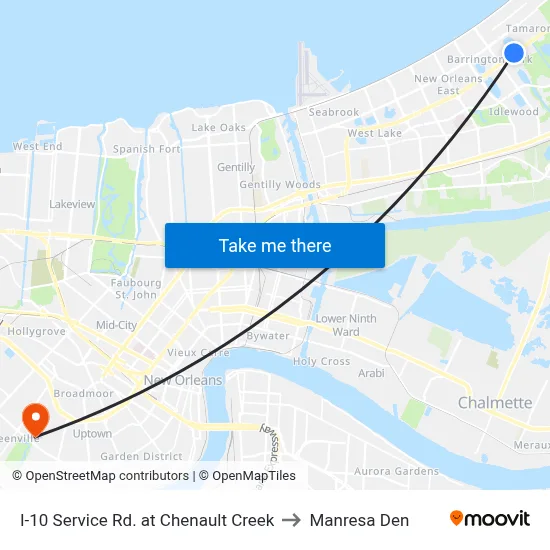I-10 Service Rd. at Chenault Creek to Manresa Den map
