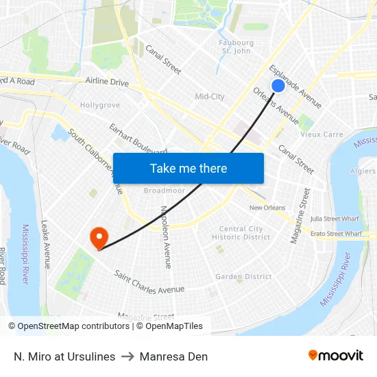 N. Miro at Ursulines to Manresa Den map