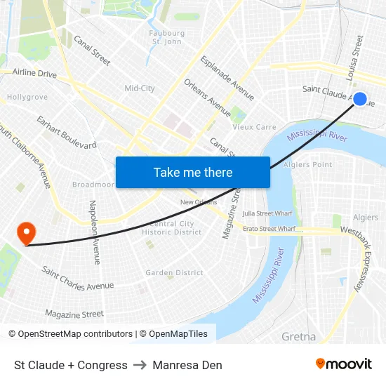 St Claude + Congress to Manresa Den map