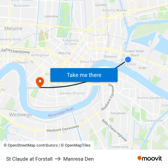 St Claude at Forstall to Manresa Den map