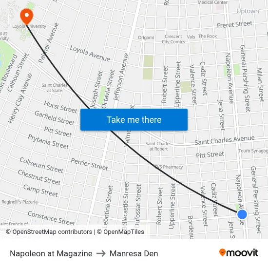 Napoleon at Magazine to Manresa Den map