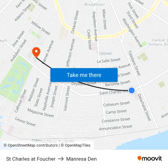 St Charles at Foucher to Manresa Den map
