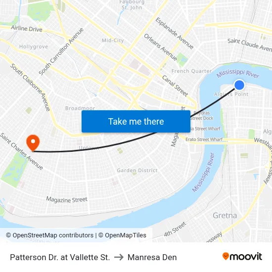 Patterson Dr. at Vallette St. to Manresa Den map