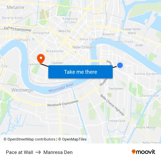 Pace at Wall to Manresa Den map