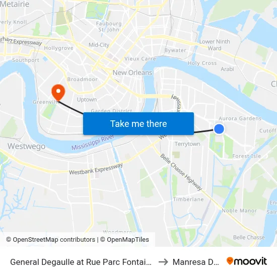 General Degaulle at Rue Parc Fontaine to Manresa Den map