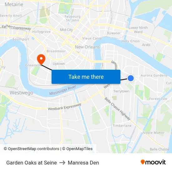 Garden Oaks at Seine to Manresa Den map
