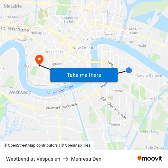 Westbend at Vespasian to Manresa Den map