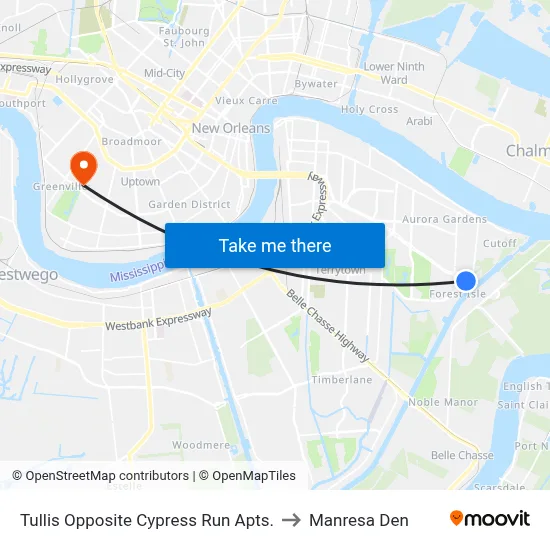 Tullis Opposite Cypress Run Apts. to Manresa Den map