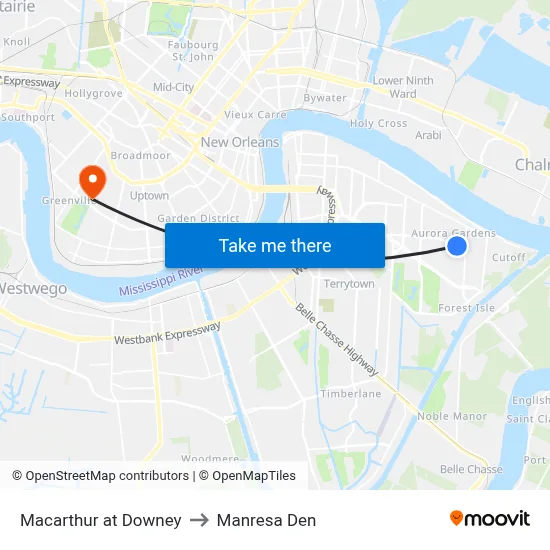 Macarthur at Downey to Manresa Den map