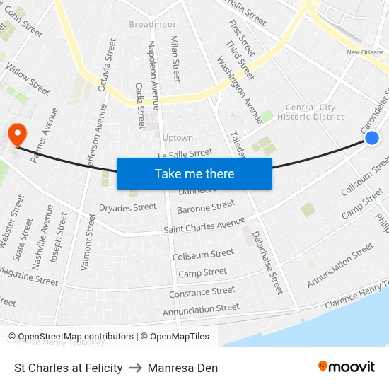 St Charles at Felicity to Manresa Den map