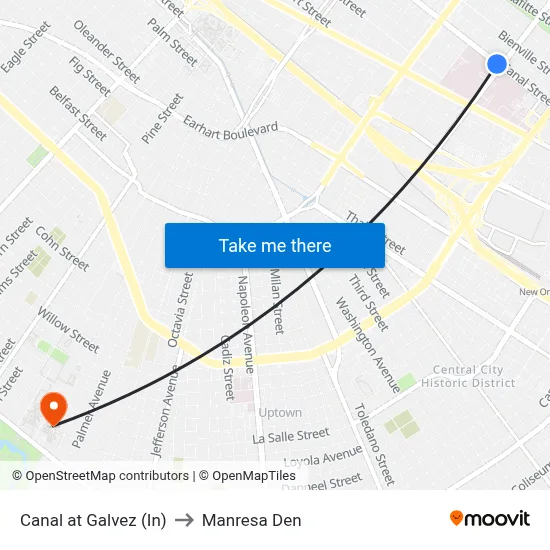 Canal at Galvez (In) to Manresa Den map