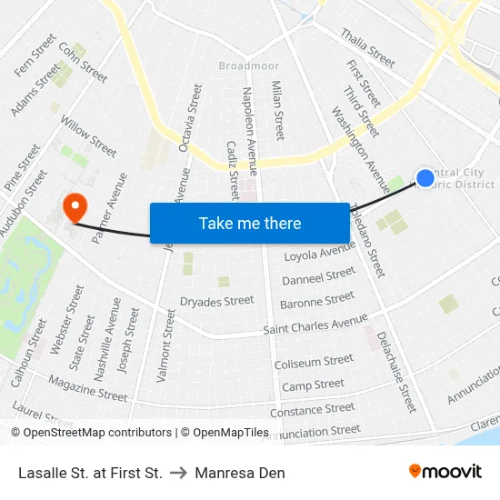 Lasalle St. at First St. to Manresa Den map
