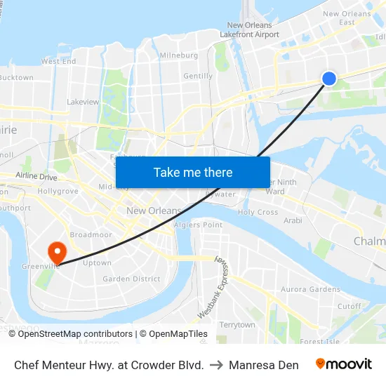 Chef Menteur Hwy. at Crowder Blvd. to Manresa Den map