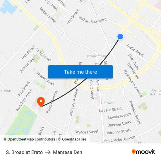 S. Broad at Erato to Manresa Den map