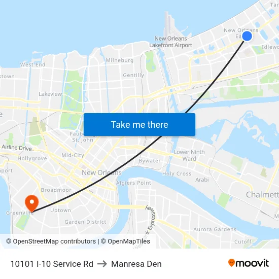 10101 I-10 Service Rd to Manresa Den map