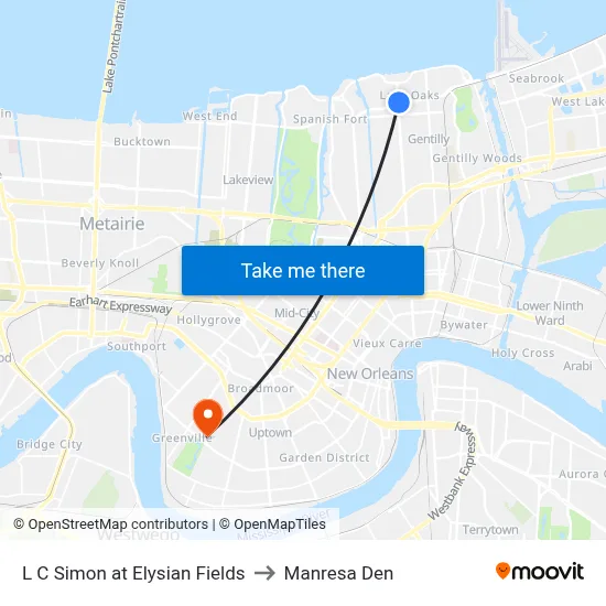 L C Simon at Elysian Fields to Manresa Den map